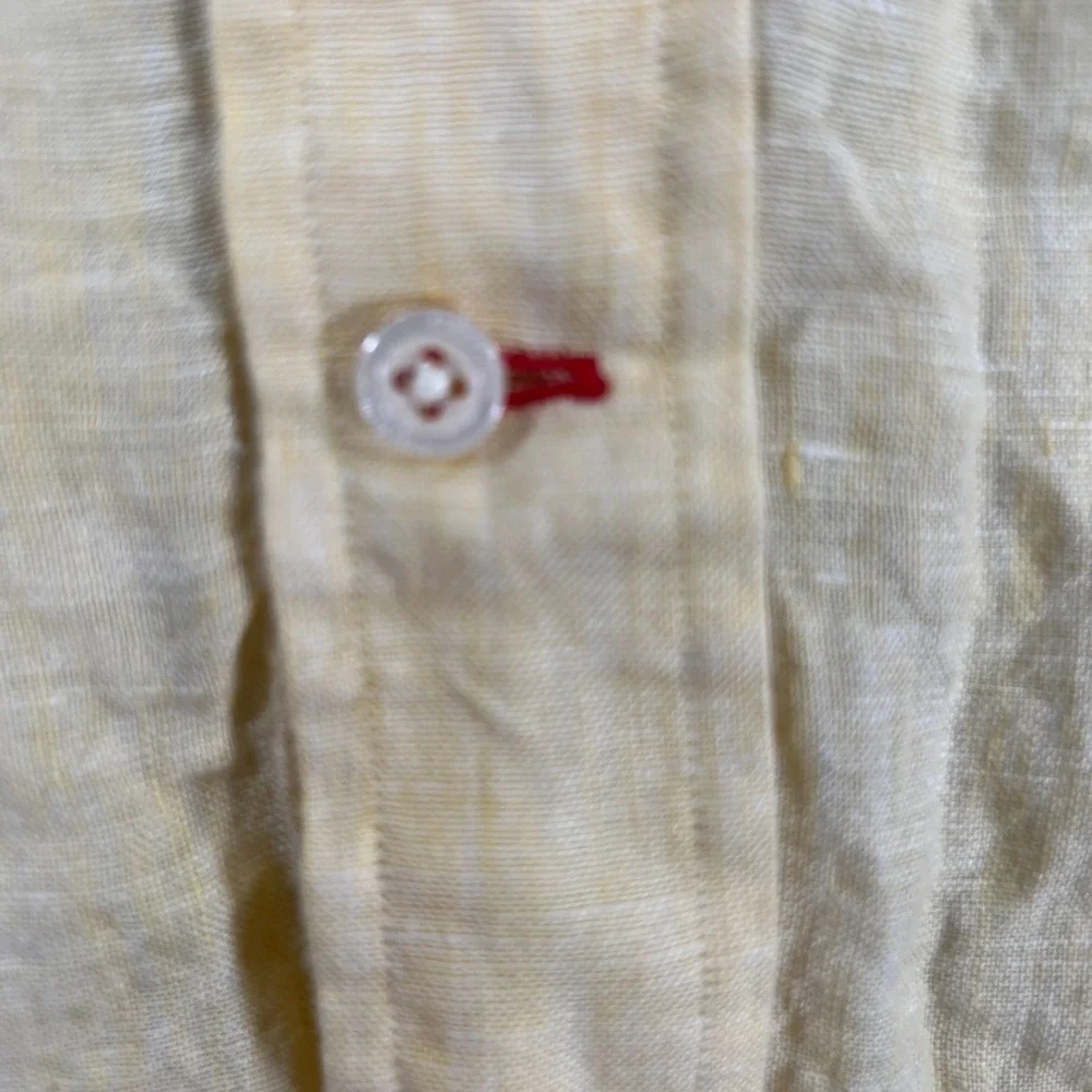 Cremieux Shirt‎ Mens XL Extra Large Yellow Linen Short Sleeve Button Down Casual